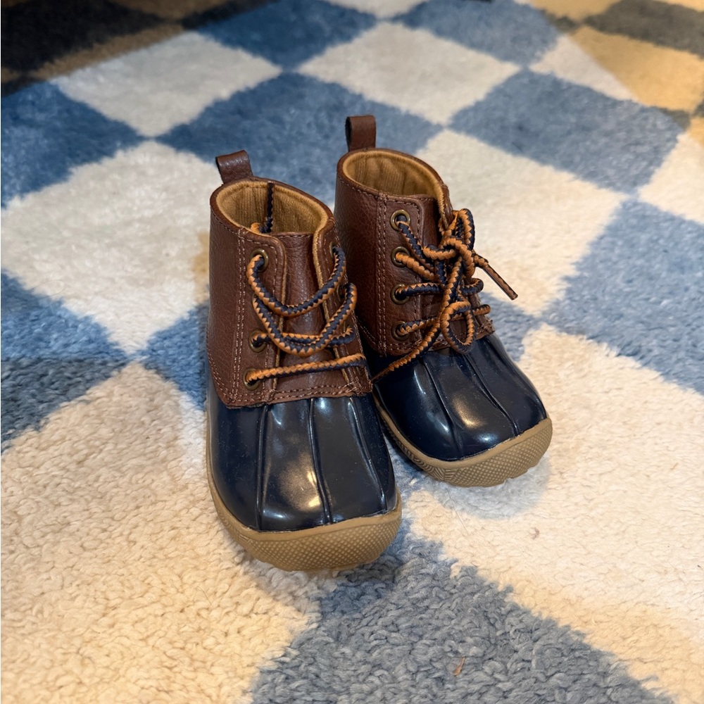 Baby Brown and Navy Duck Boot - Comfortable Lace-Up & Worn once